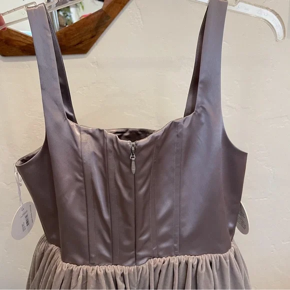 STAUD Landscape Dress corset dress silver tulle dress size 14 large - Picture 13 of 16